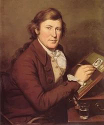 James Peale malt ein Miniaturbild